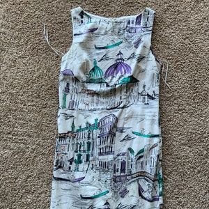 Cotton sheath dress with Venice print
